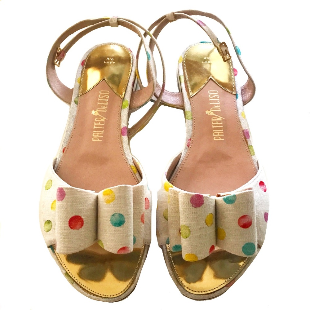 NWOT Palter DeLiso Italian Polka Dot Sandals Size 39.5